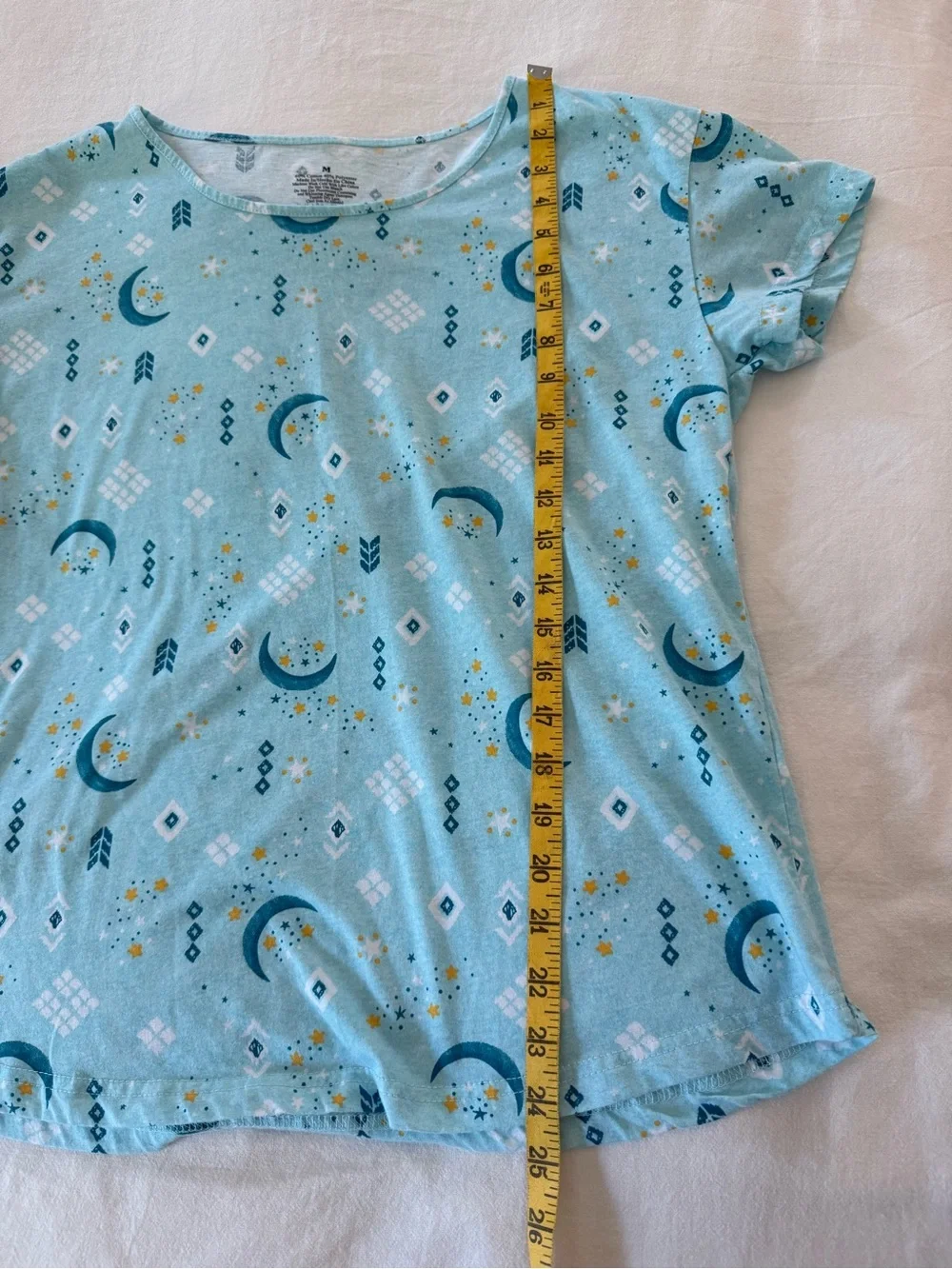 ✨ Pajama Set Blue Moon Stars Short Sleeve Cropped Capri Lounge PJs Size M